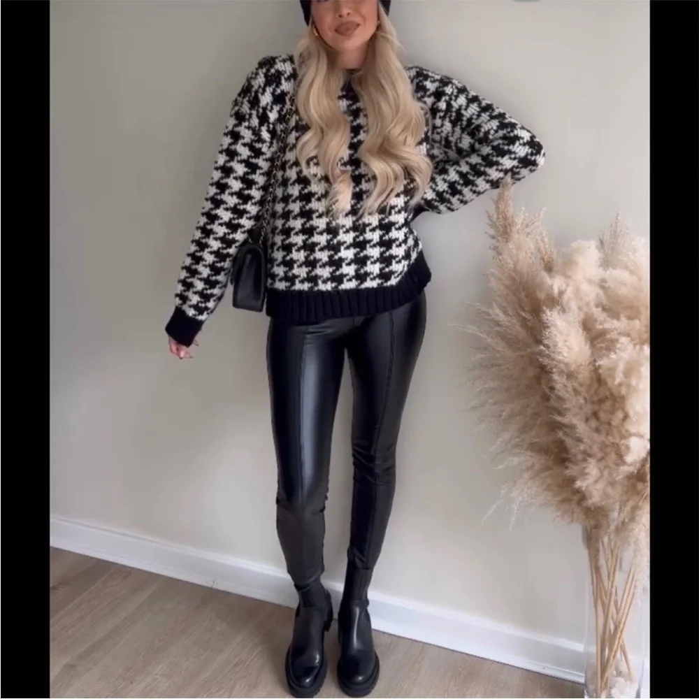 MM Zara Houndstooth chunky knit‎ sweater